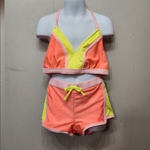 NWT Xhilaration Bikini Swimsuit Large Tankini Orange‎ Yellow Beach Swim C436